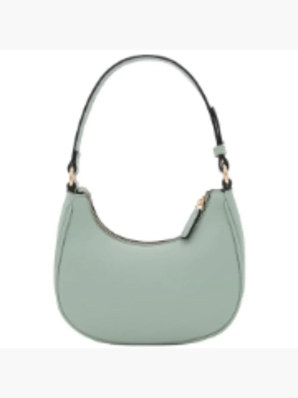 Faux Leather Crescent Shoulder Bag, Zipper Closure, Adjustable Strap, Mint